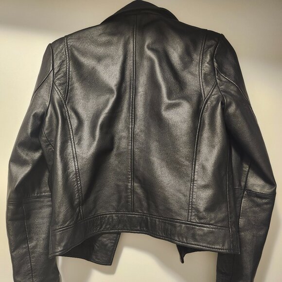 BNWOT Selected black genuine leather moto jacket | size 36 / US 4 - Picture 5 of 7